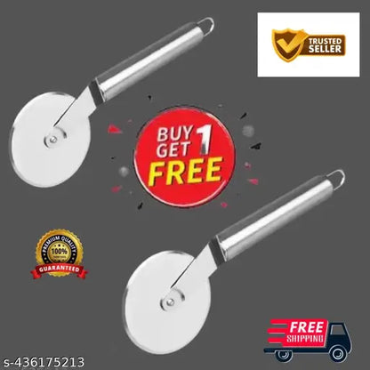 Stainless Steel Pizza Cutter, Pastry Cake Slicer, Sharp, Wheels Type (pack of 2)